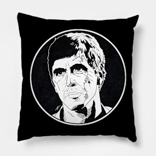 TONY MONTANA - Scarface (Circle Black and White) Pillow