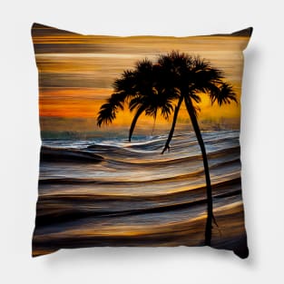 Crashing Waves at the Shore sea Life Tree Sunset Pillow