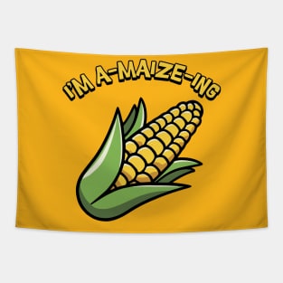 I'm A-Maize-ing! Cute Corn Cartoon Tapestry