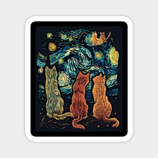 Cat Starry Night Constellation Connections Magnet