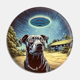 UFOs 2: My Dog Thinks UFOs Are Real on a Dark Background Pin