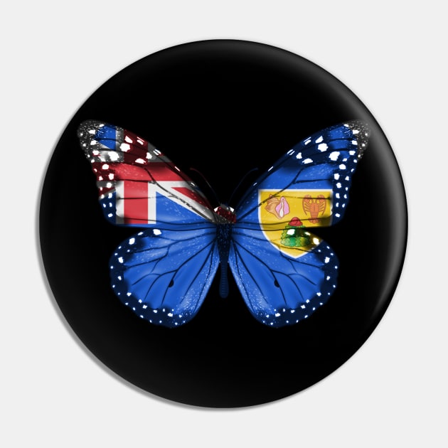 Turks And Caicos Flag  Butterfly - Gift for Turks And Caicos From Turks And Caicos Pin by Country Flags