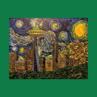 Dedication to Van Gogh (Seattle Starry Night) T-Shirt