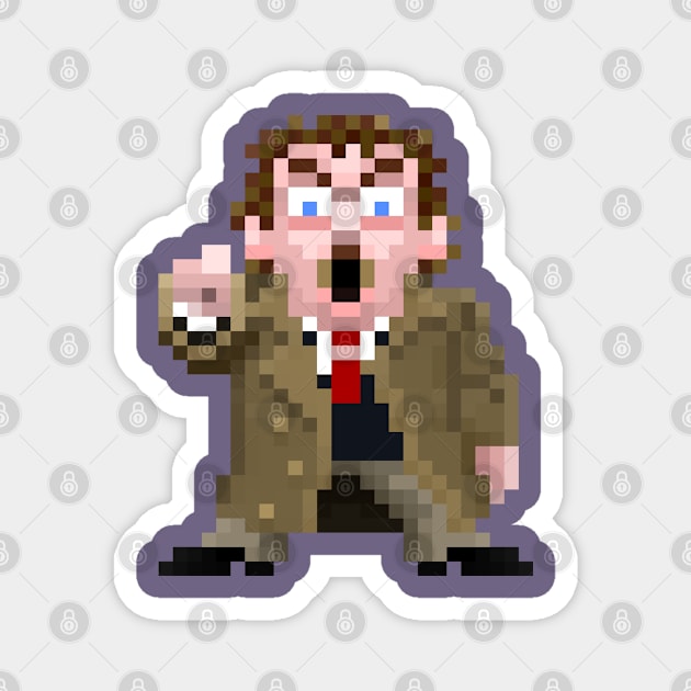 16-Bits Creepy Guy Points and Howls Magnet by badpun