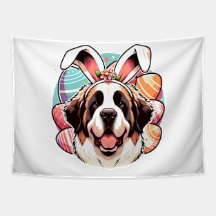 Saint Bernard Celebrates Easter with Bunny Ears Tapestry