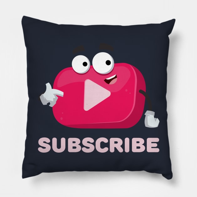 cartoon video player vlog icon subscribe Pillow by VizRad