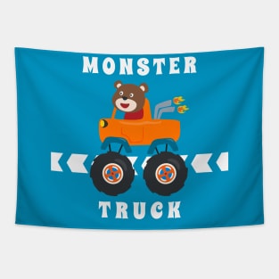 Vector illustration of monster truck with cartoon style Tapestry