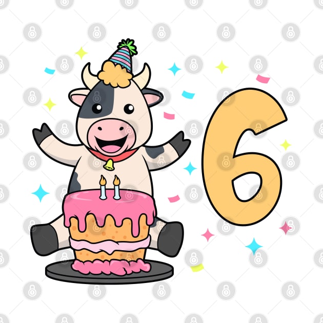 I am 6 with cow - kids birthday 6 years old by Modern Medieval Design