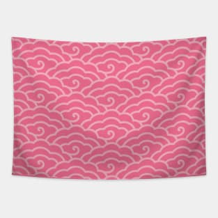 Traditional Chinese Cloud Pattern- Hong Kong Retro Baby Pink with Hot Pink Tapestry