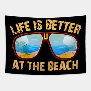 Life Is Better At The Beach Glasses Beach Summer Vacation Tapestry