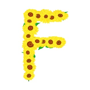 Sunflowers Initial Letter F (White Background) T-Shirt