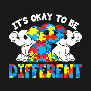 Its Ok To Be Different Cute Elephant Autism Awarenesss T-Shirt