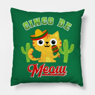 Cinco de Mayo Cat - Cinco de Meow -Funny Mexico Kids Pillow