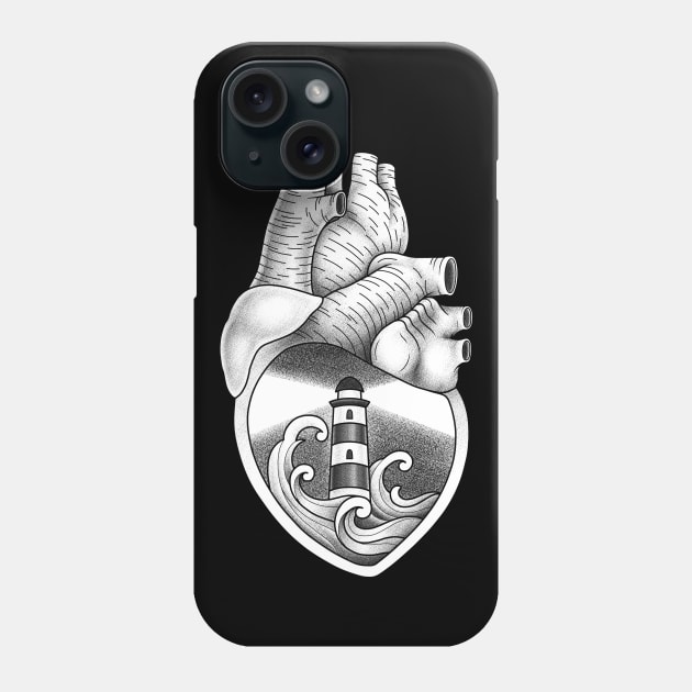 Navy heart with lighthouse Phone Case by Smurnov