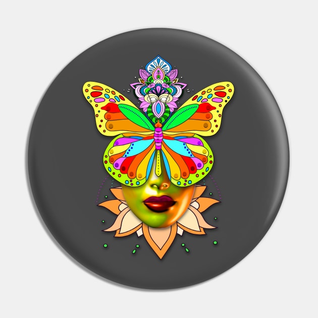 Creative Mandala Butterfly Woman Face 3 Pin by vidka91@yahoo.com