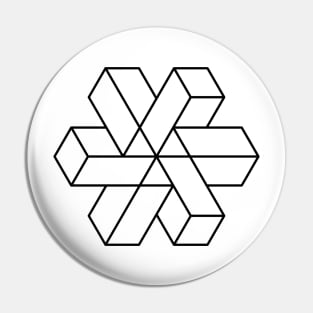 Impossible Shapes – Optical Illusion - Geometric Snowflake Pin