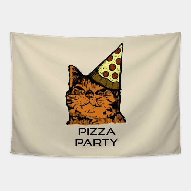 Pizza Party Cat, Party Animal Tapestry by Tessa McSorley