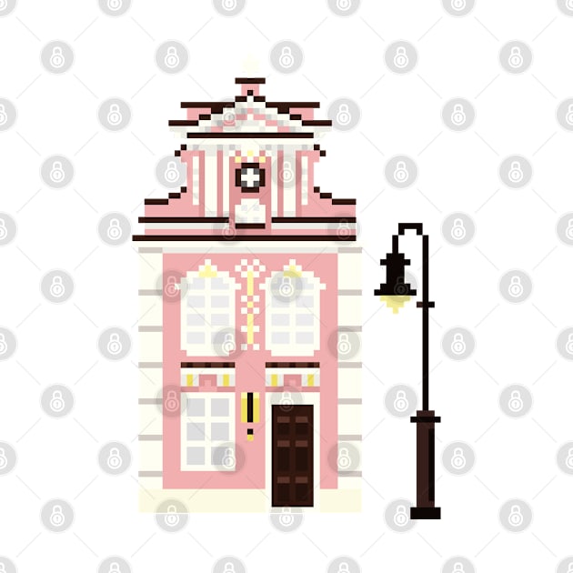 Cute Pink Building Pixel Art by toffany's