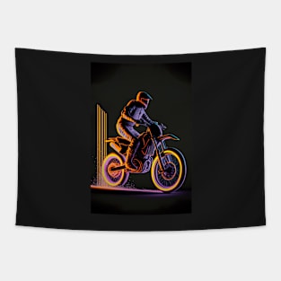 Dirt bike rider - orange and purple neon Tapestry