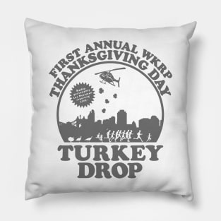 First Annual WKRP Thanksgiving Day Turkey Drop // Retro Style Design Pillow