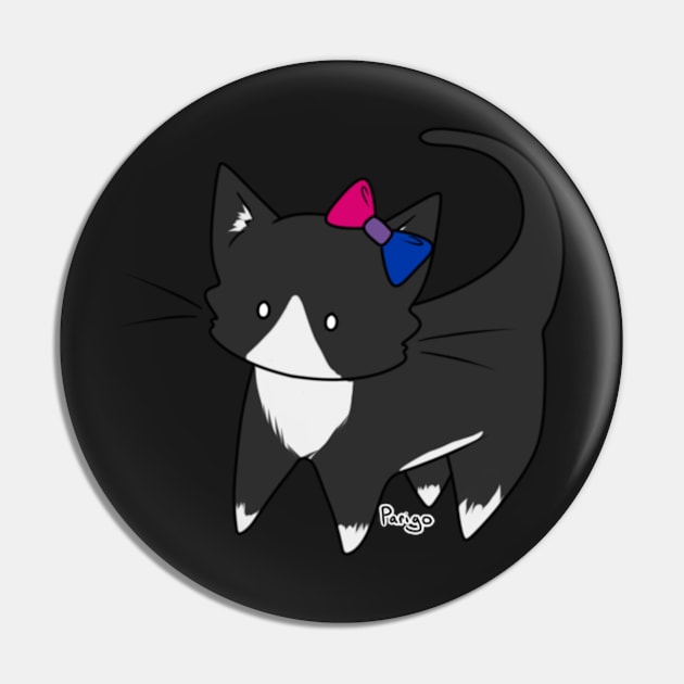 Bisexual Pride Tuxedo Kitty Ear Bow Pin by parigok