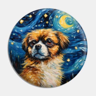 Tibetan Spaniel oil Painting Pin