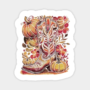 Autumn Cowgirl Boot Magnet