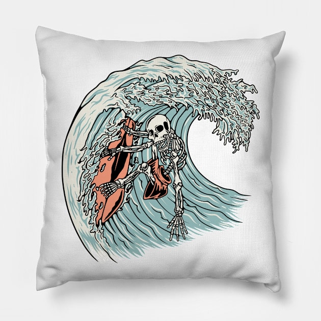 Death Surfer Pillow by quilimo