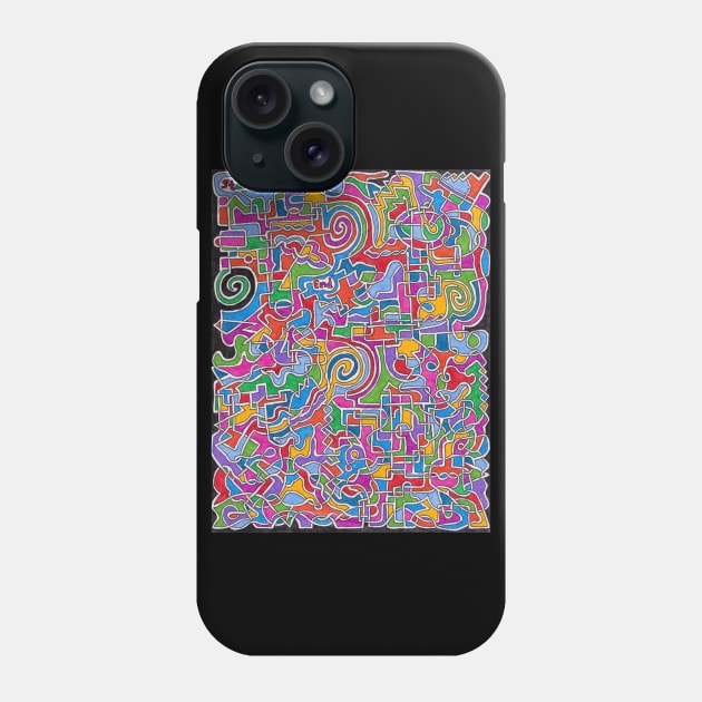 Colorful Shapes Maze Phone Case by gorff