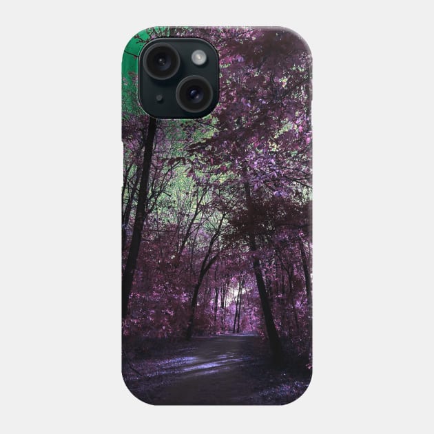 Majestic Fantasy Fall Wooded Trail Scene with Pink Foliage - Indian Creek Trail Kansas City Phone Case by Zen Goat 