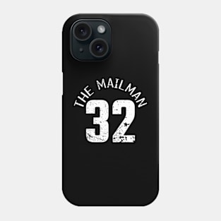 Karl Malone 32 The Mailman Cool Black and White Distressed Jersey Number BASKETBALL-4 Phone Case