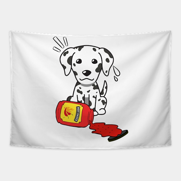 Funny Dalmatian Spilled Hot Sauce Tapestry by Pet Station