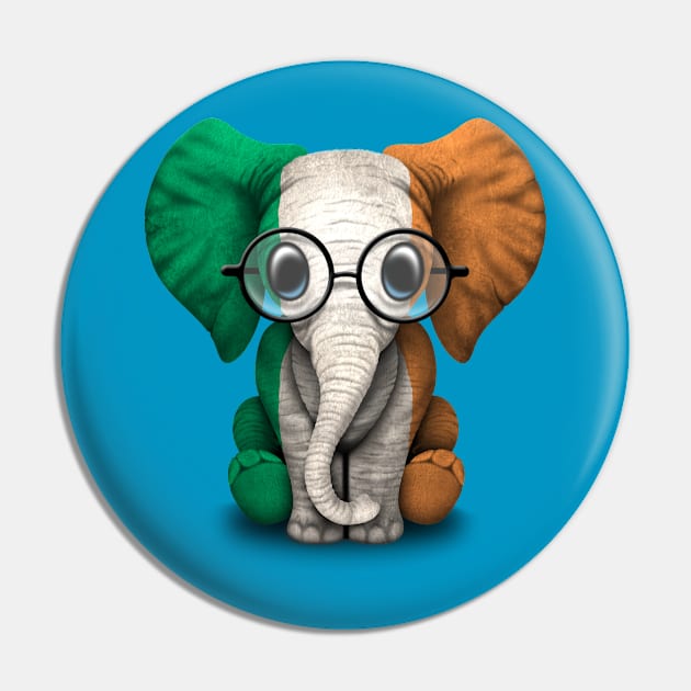 Baby Elephant with Glasses and Irish Flag Pin by jeffbartels