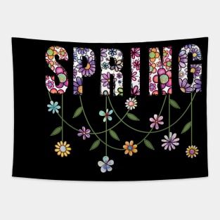 VINTAGE RETRO HELLO SPRING, BOHO FLOWERS GOOD VIBES & SUNSHINE Tapestry