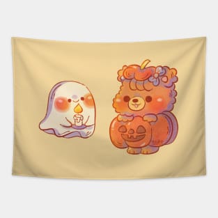 Osa Bebe y Fantasma Blanquito - Halloween Tapestry