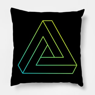 Impossible triangle with cyan to yellow gradient edge Pillow