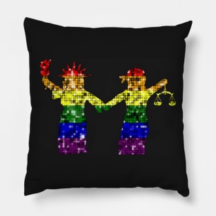 Sparkly Rainbow Liberty & Justice Pillow