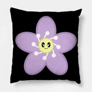 Cute Purple Flower Blossom - Black Pillow