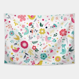 Cute floral birds design Tapestry