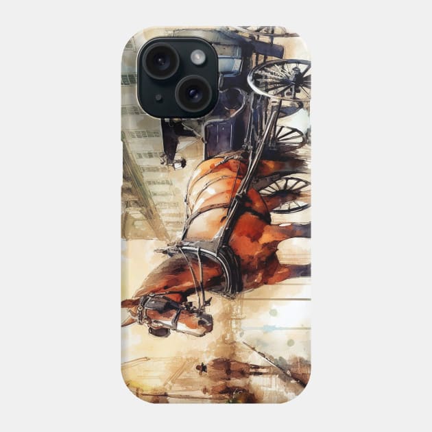 Artist illustration of an idealist town from the horse and buggy days. Phone Case by WelshDesigns