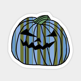 Blue Green Stripes Halloween Horror Pumpkin Magnet