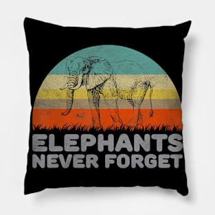 Funny Vintage Style Elephants Never Forget Pillow