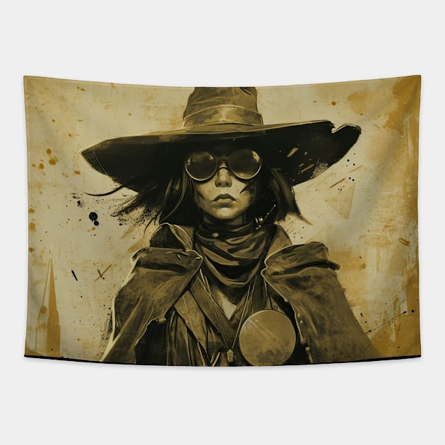 Steampunk Vampire Hunter Witch Sepia Tapestry by Nightarcade