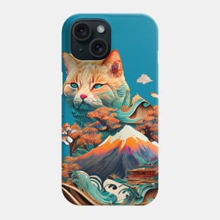 Mt Fuji Wise Yokai Cat Watercolors Phone Case