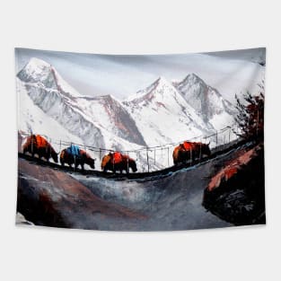 Herd Of Mountain Yaks Himalaya Tapestry