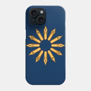 Dip Pen Nibs Circle (Navy and Yellow Ochre) Phone Case