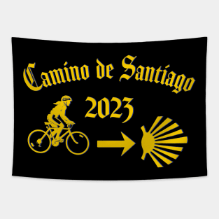 Camino de Santiago de Compostela Female Cyclist 2023 Tapestry