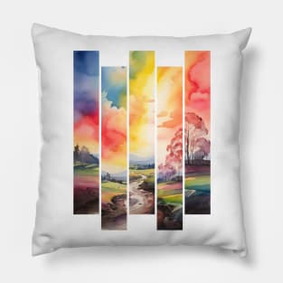 watercolor scenery Pillow