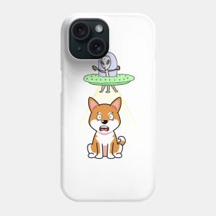 Cute orange dog is abducted by aliens Phone Case