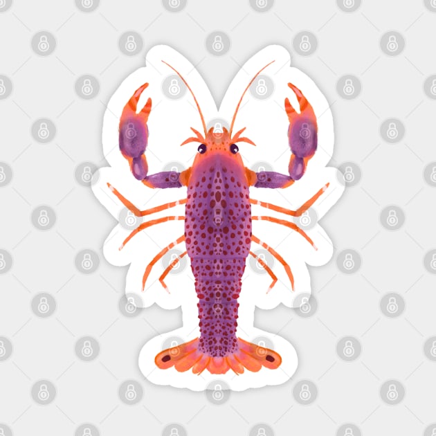 Purple and Orange Reef Lobster Magnet by narwhalwall